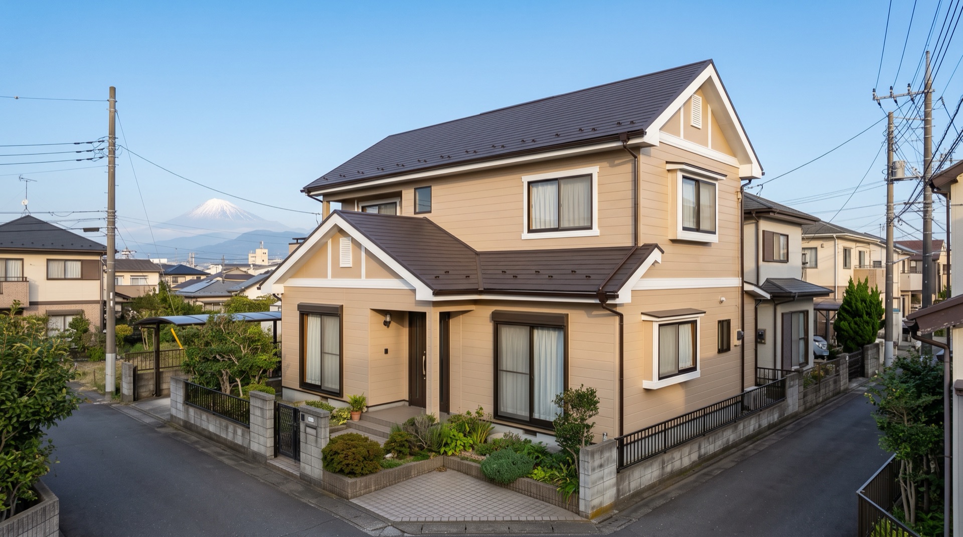 塗り替えを終えた家の外壁と屋根